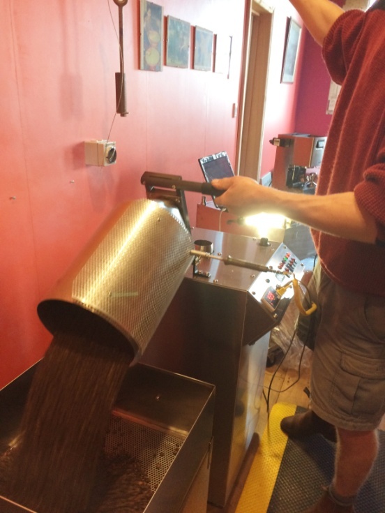 hand roasting the coffee beens