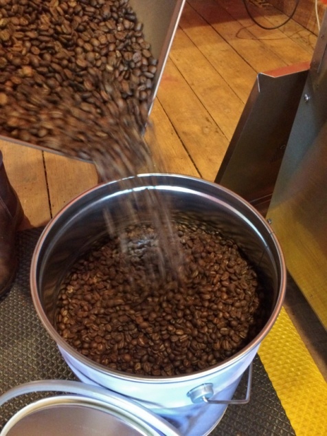 hand roasting the coffee beens