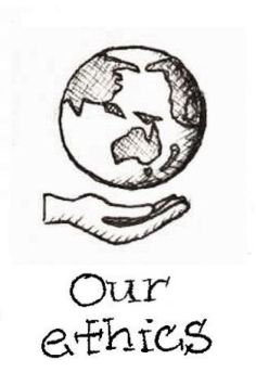 Our ethics icon - sketch of a hand holding planet earth